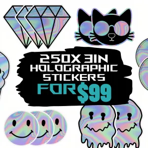 250x Holographic Stickers for $99 | 3"