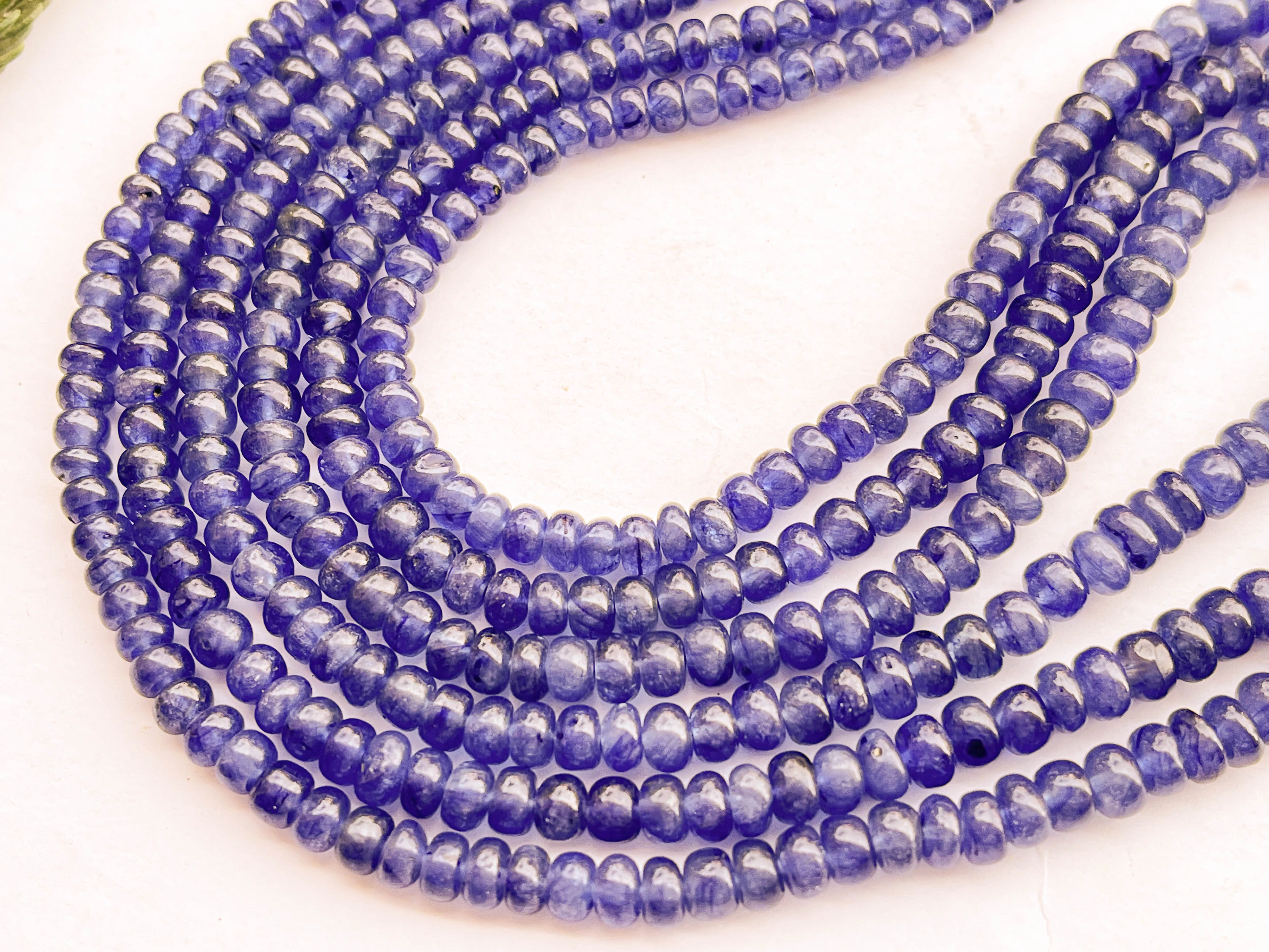 Blue Sapphire Glass Filled Smooth Rondelle Shape Beads