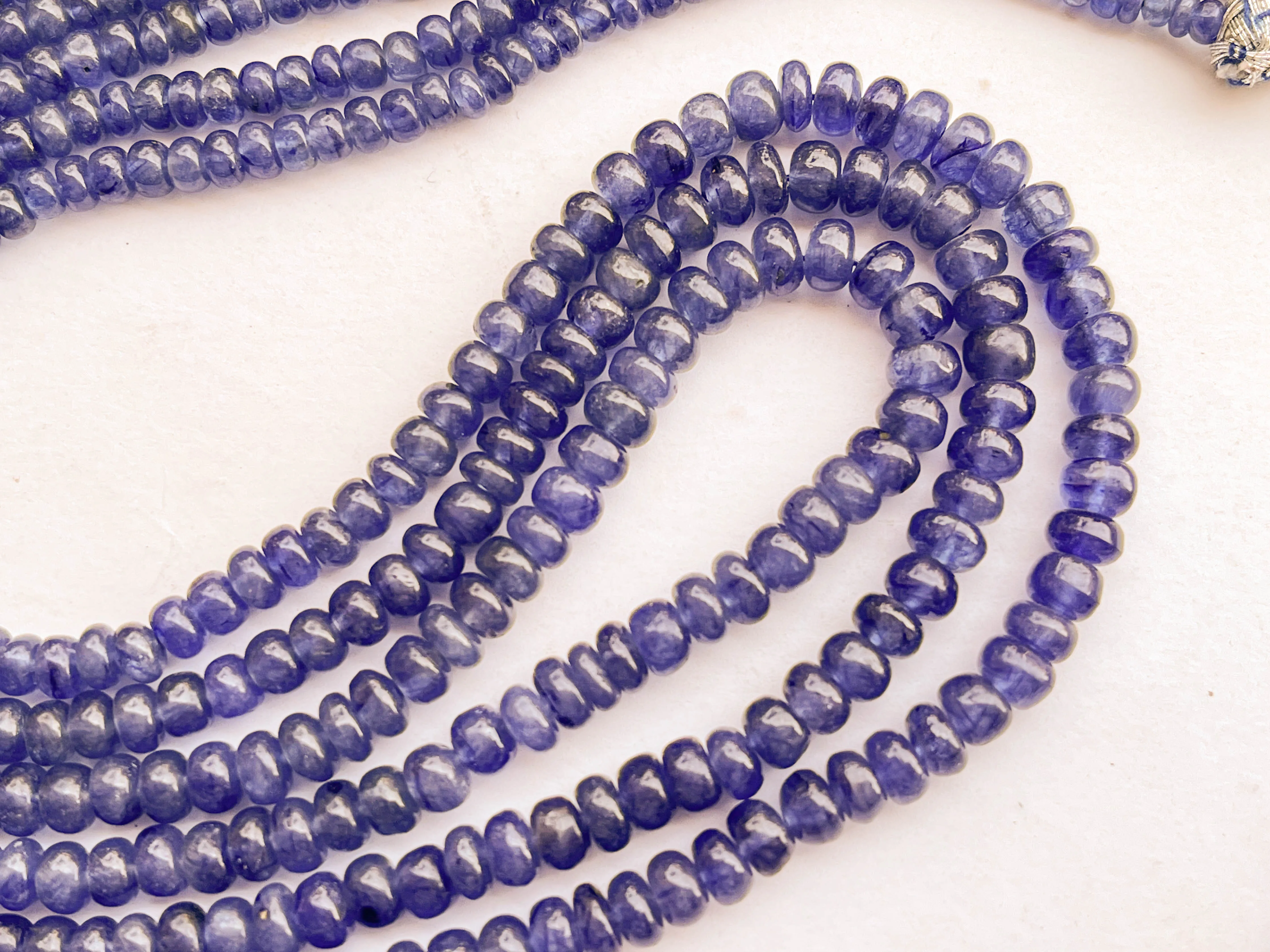 Blue Sapphire Glass Filled Smooth Rondelle Shape Beads