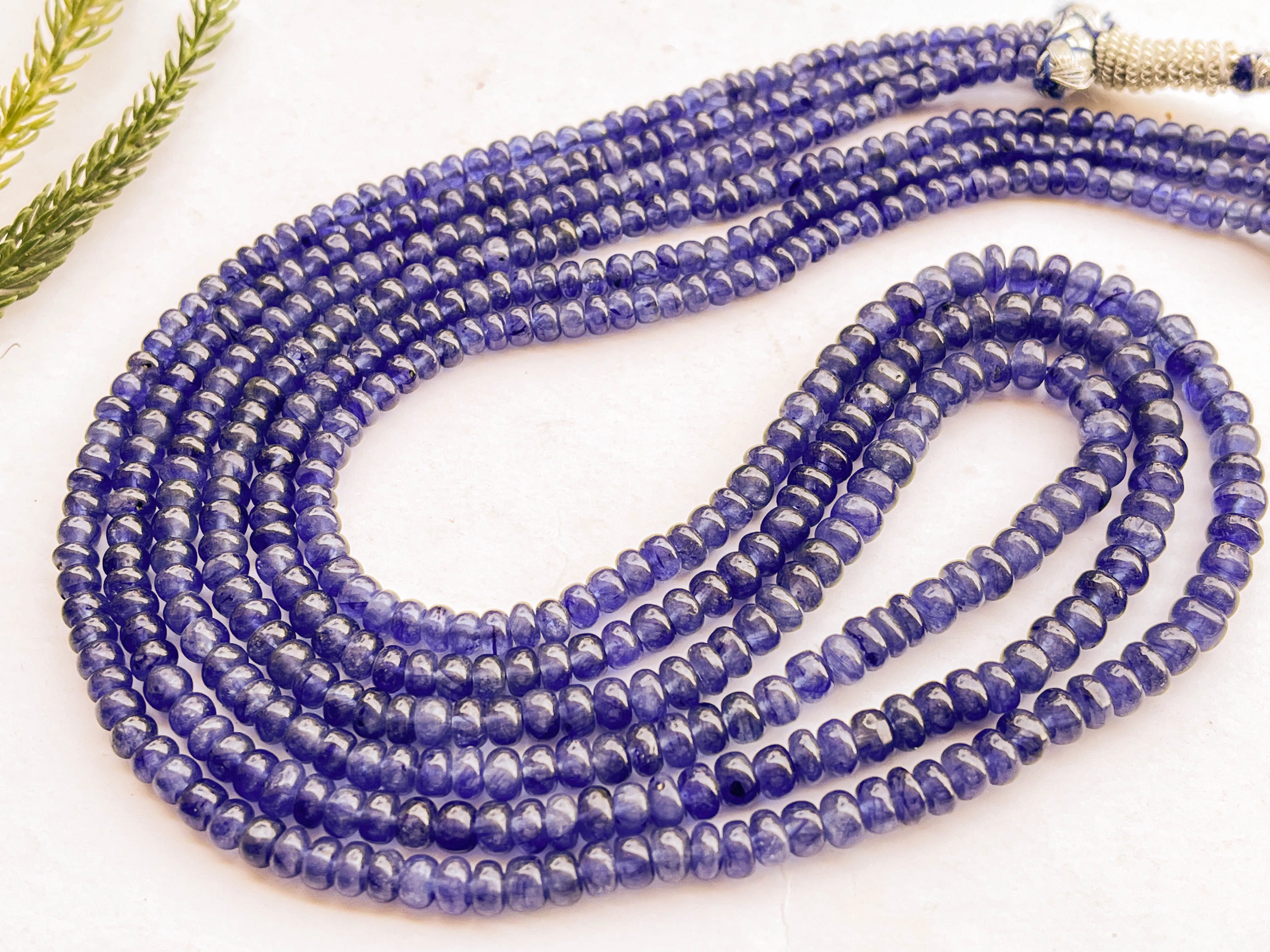 Blue Sapphire Glass Filled Smooth Rondelle Shape Beads