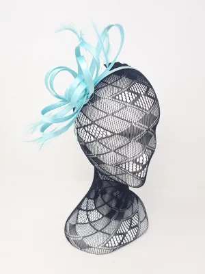 Bright Aqua Blue Satin Loop Hairband Fascinator