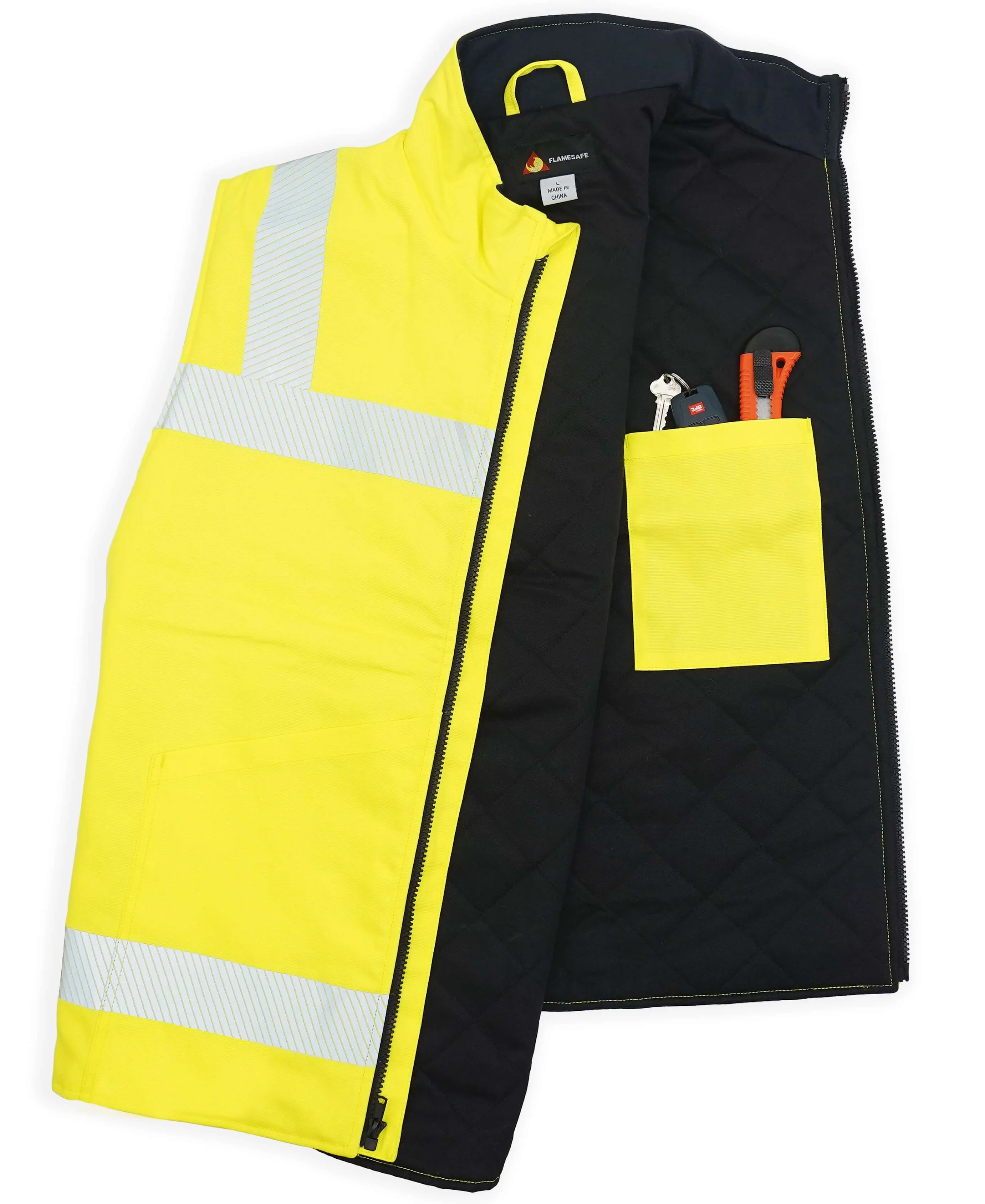 FR Winter Insulated Safety Vest Zip Closure Class 2 CAT3