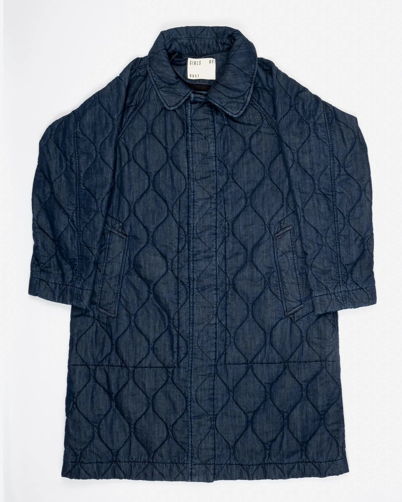 G.o.D Army Trench Quilted Denim Indigo