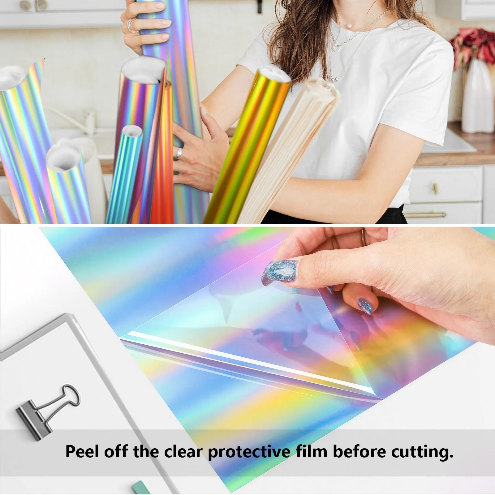 Holographic Glossy Rainbow Vinyl 12x12 sheets