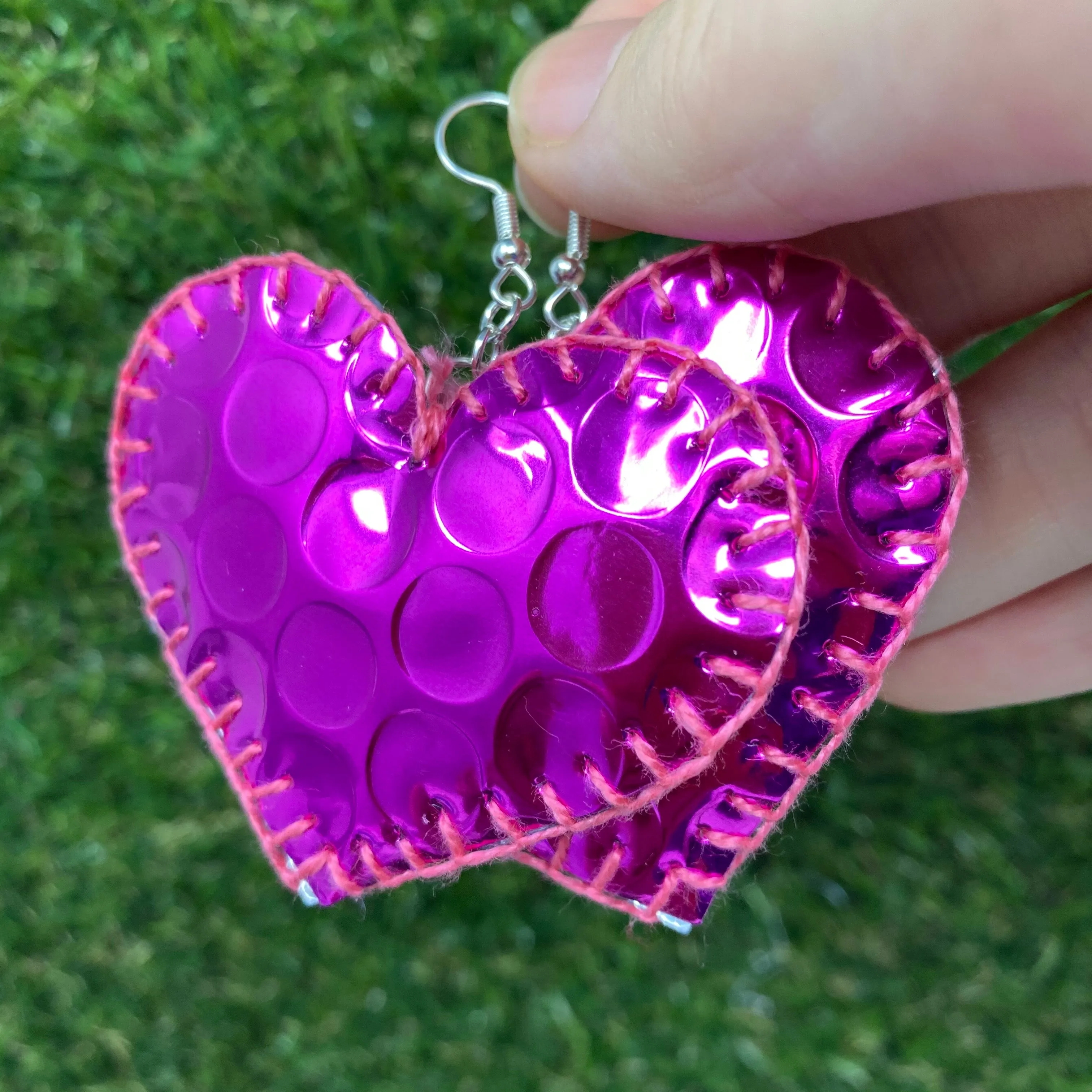 Holographic heart earrings