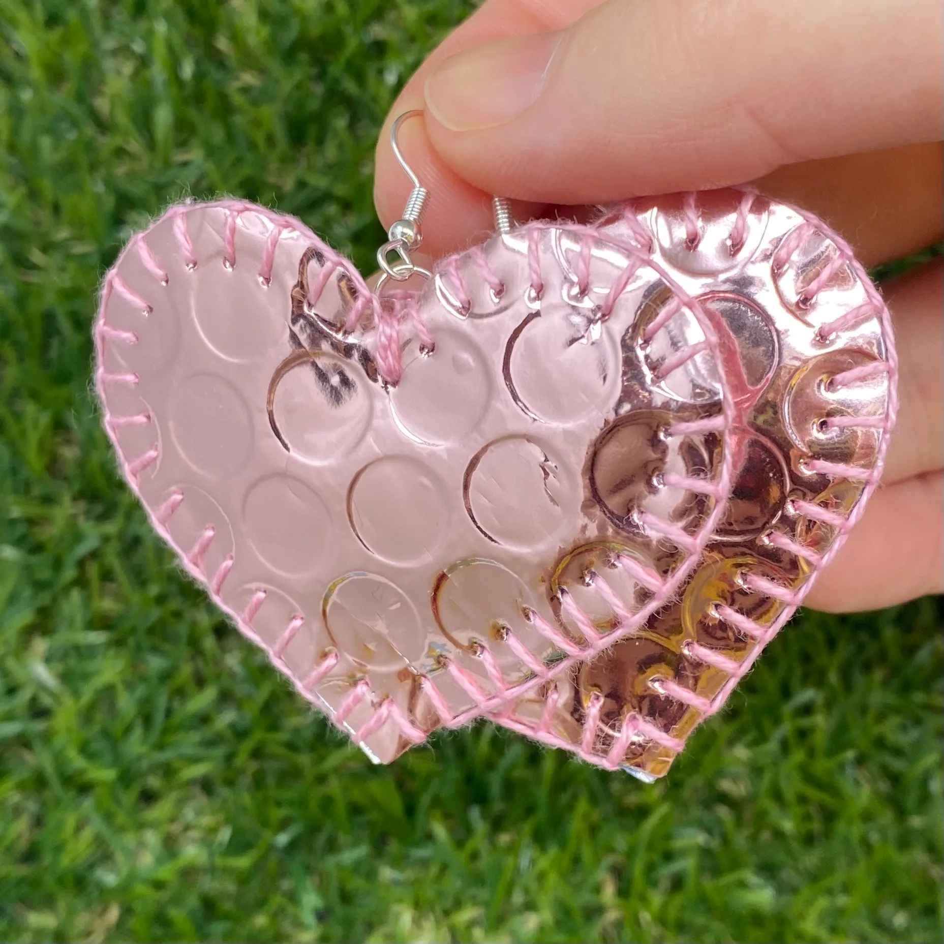 Holographic heart earrings