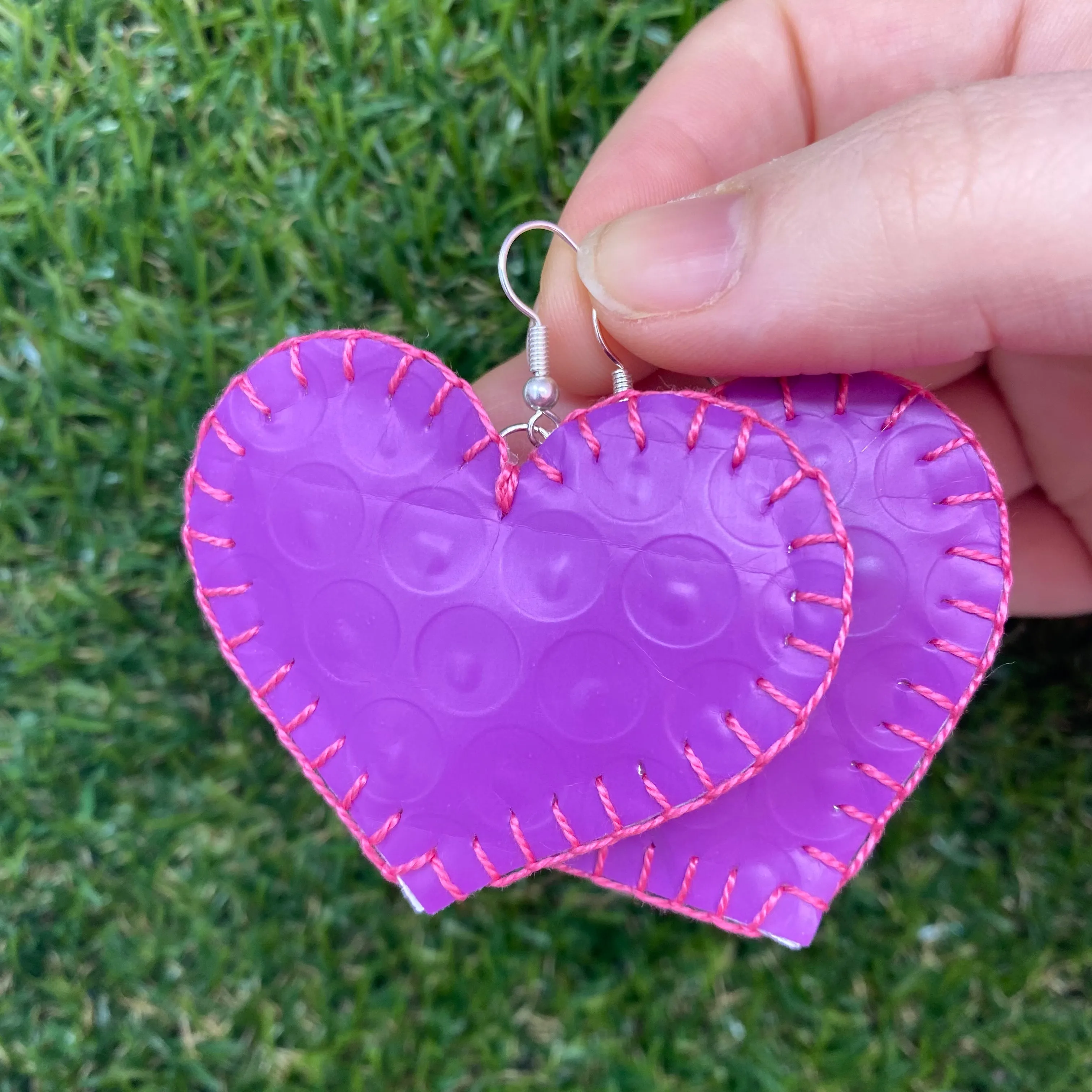 Holographic heart earrings