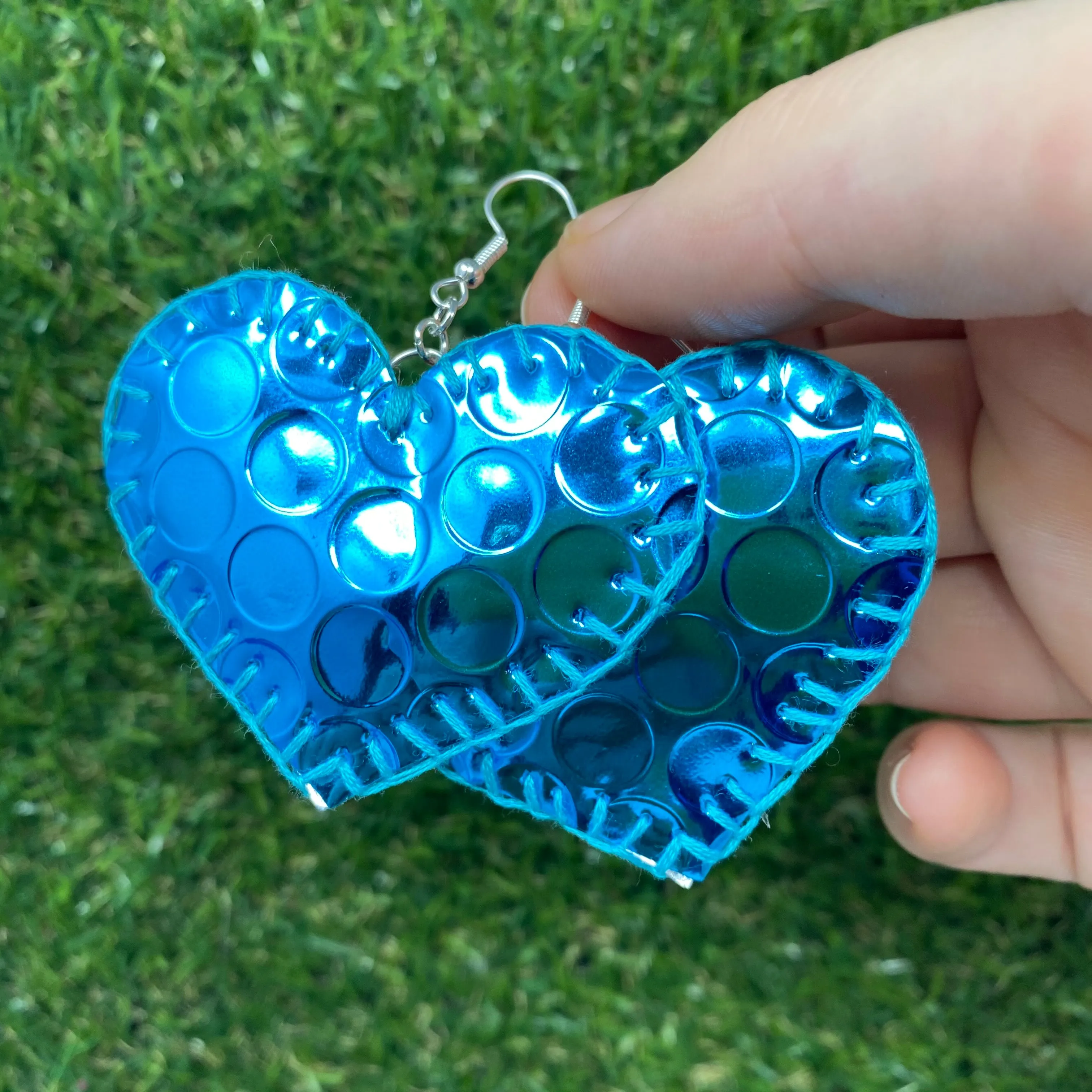 Holographic heart earrings