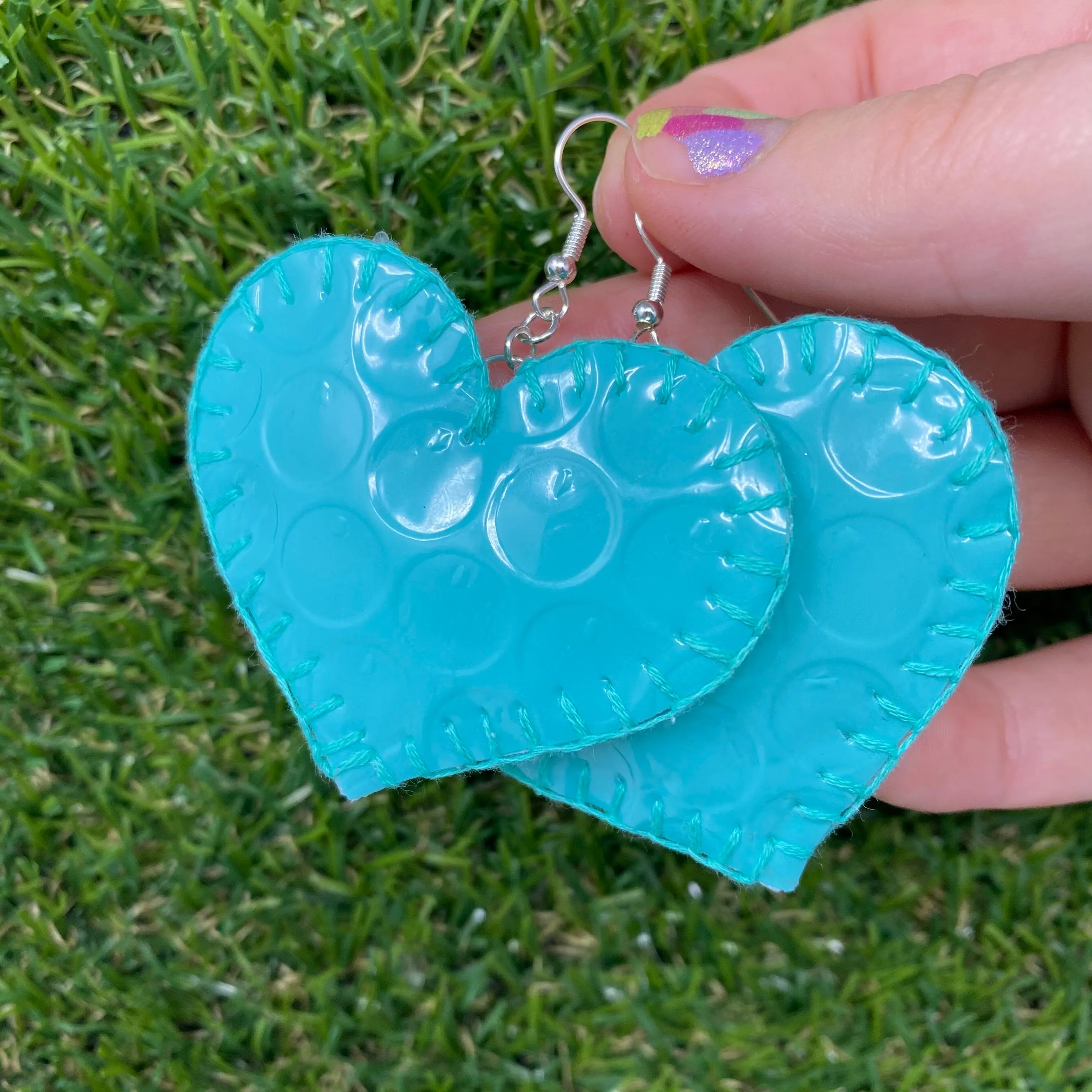 Holographic heart earrings