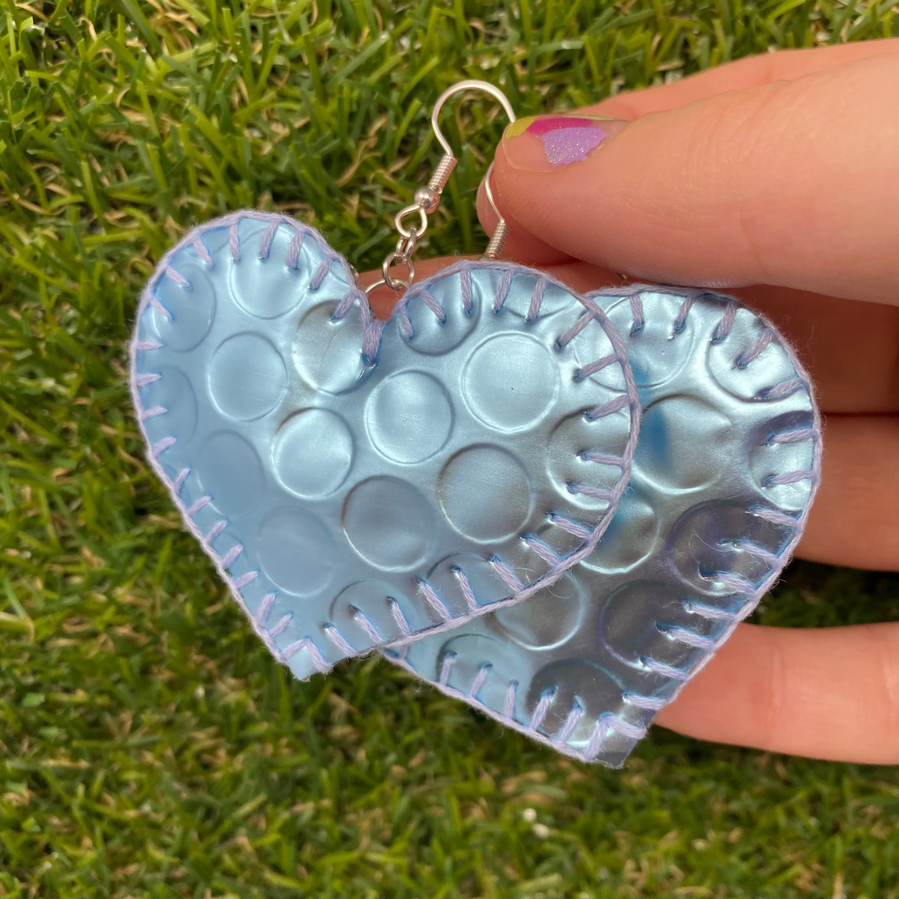 Holographic heart earrings