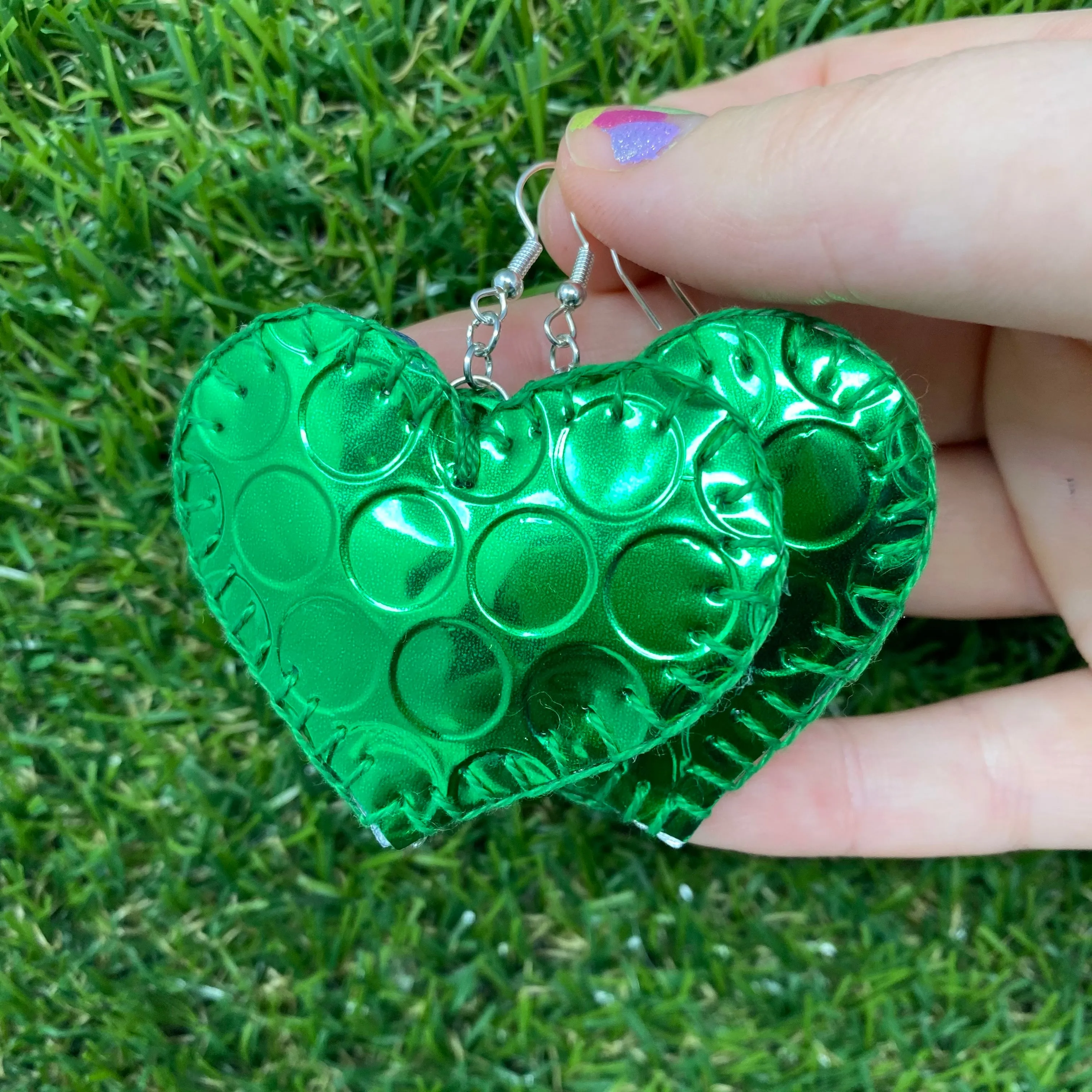 Holographic heart earrings