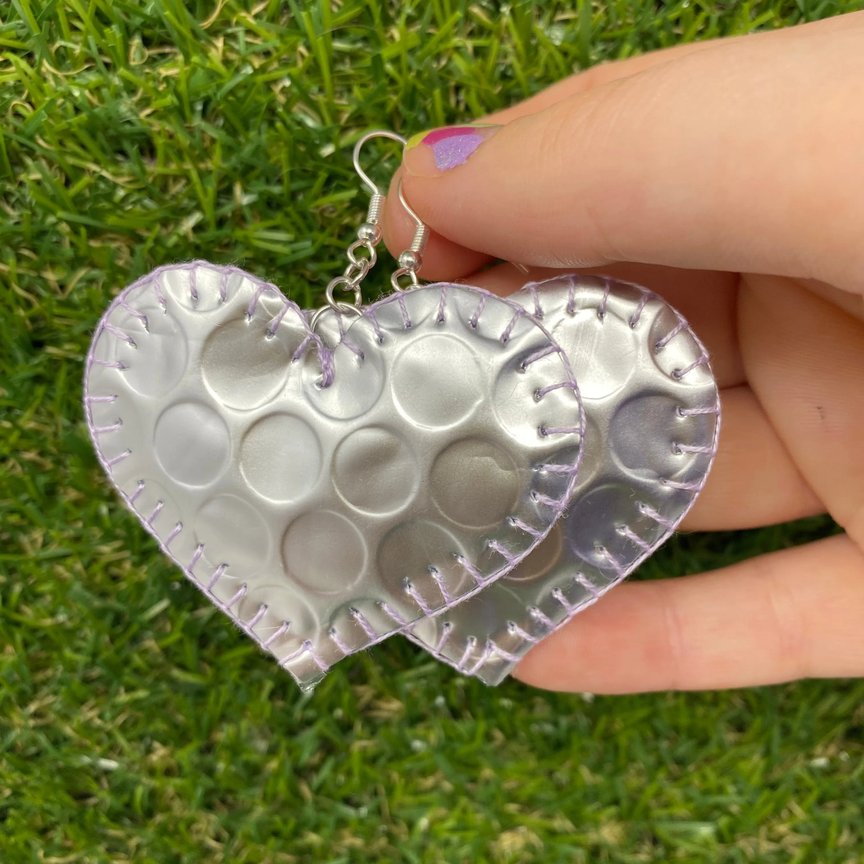 Holographic heart earrings