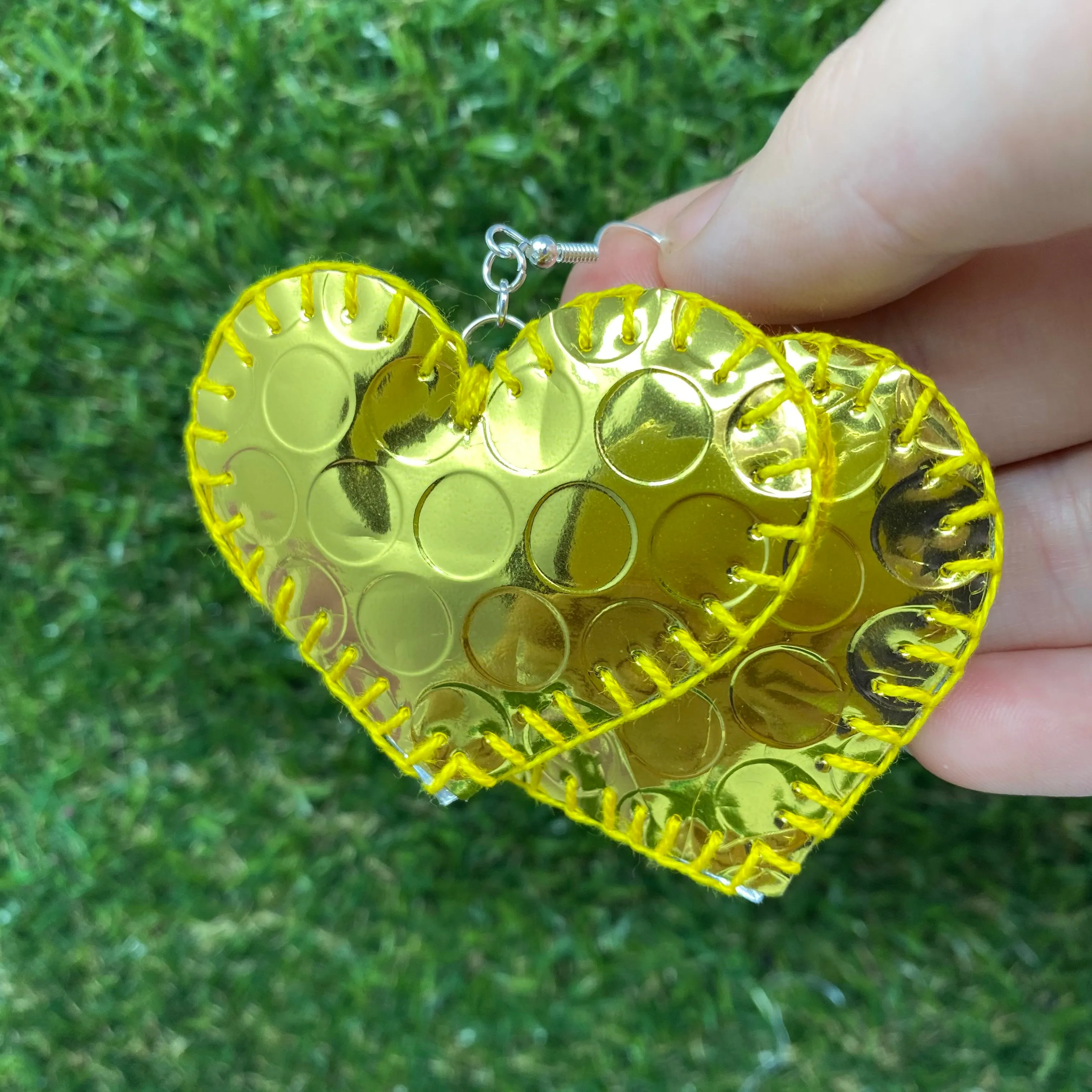 Holographic heart earrings