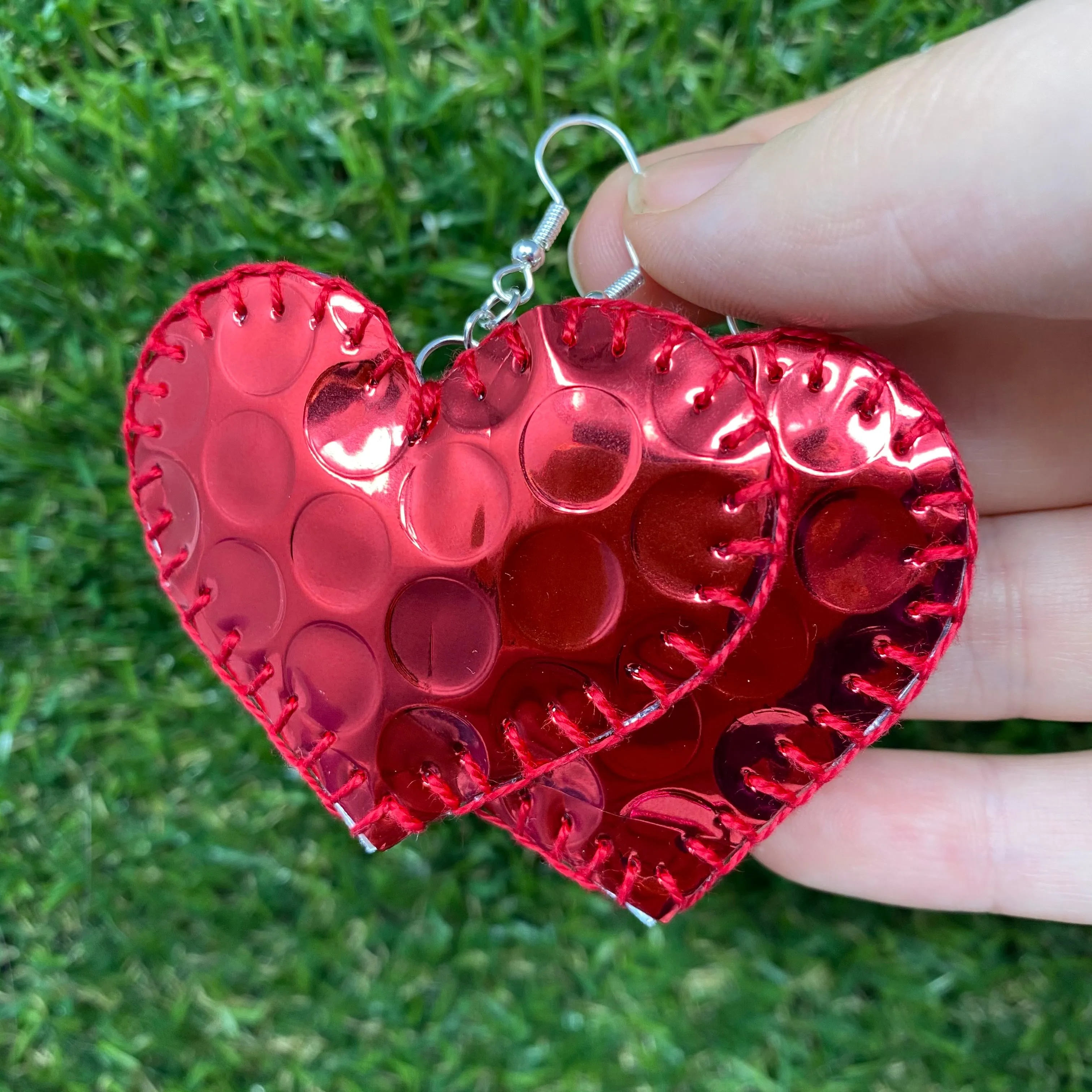 Holographic heart earrings