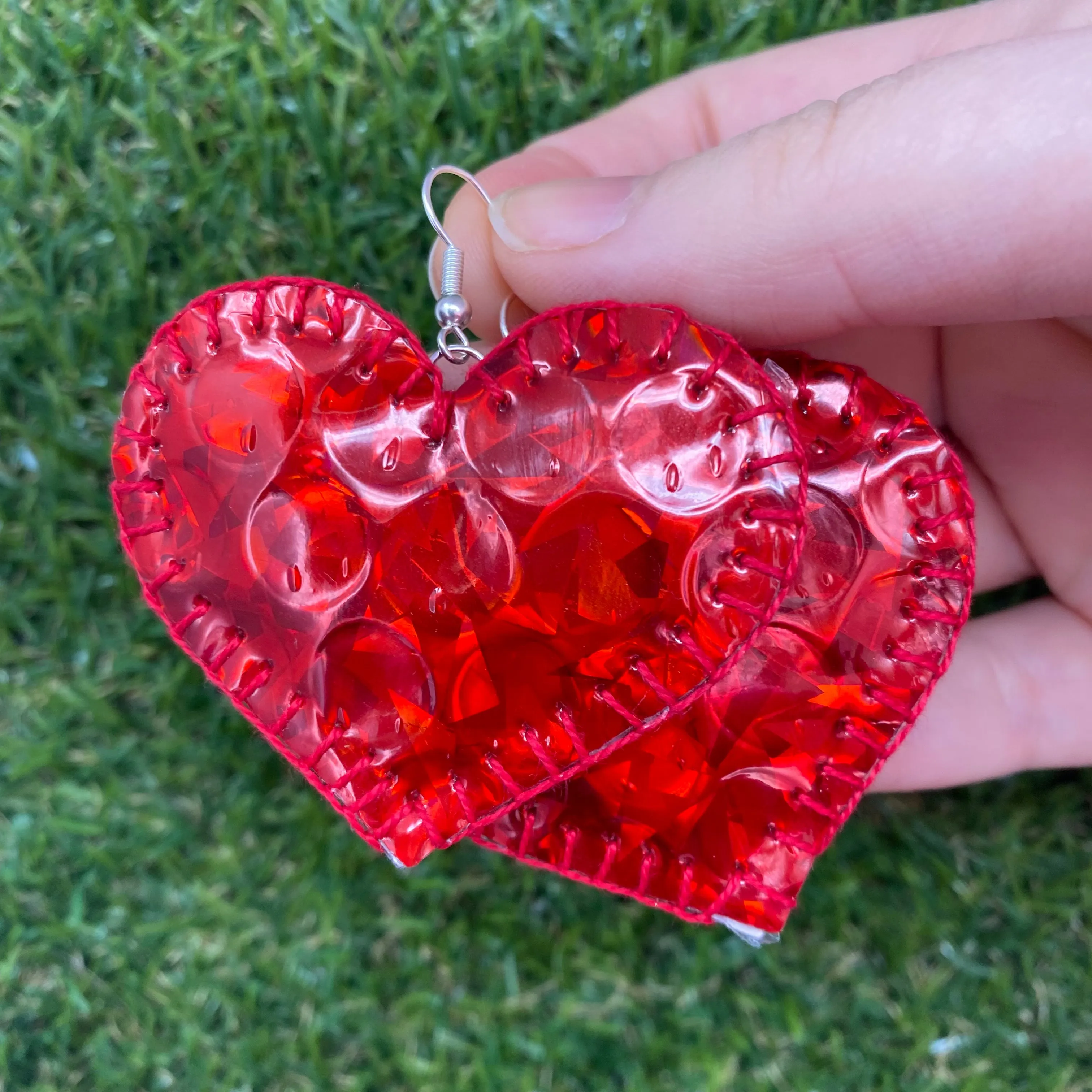 Holographic heart earrings