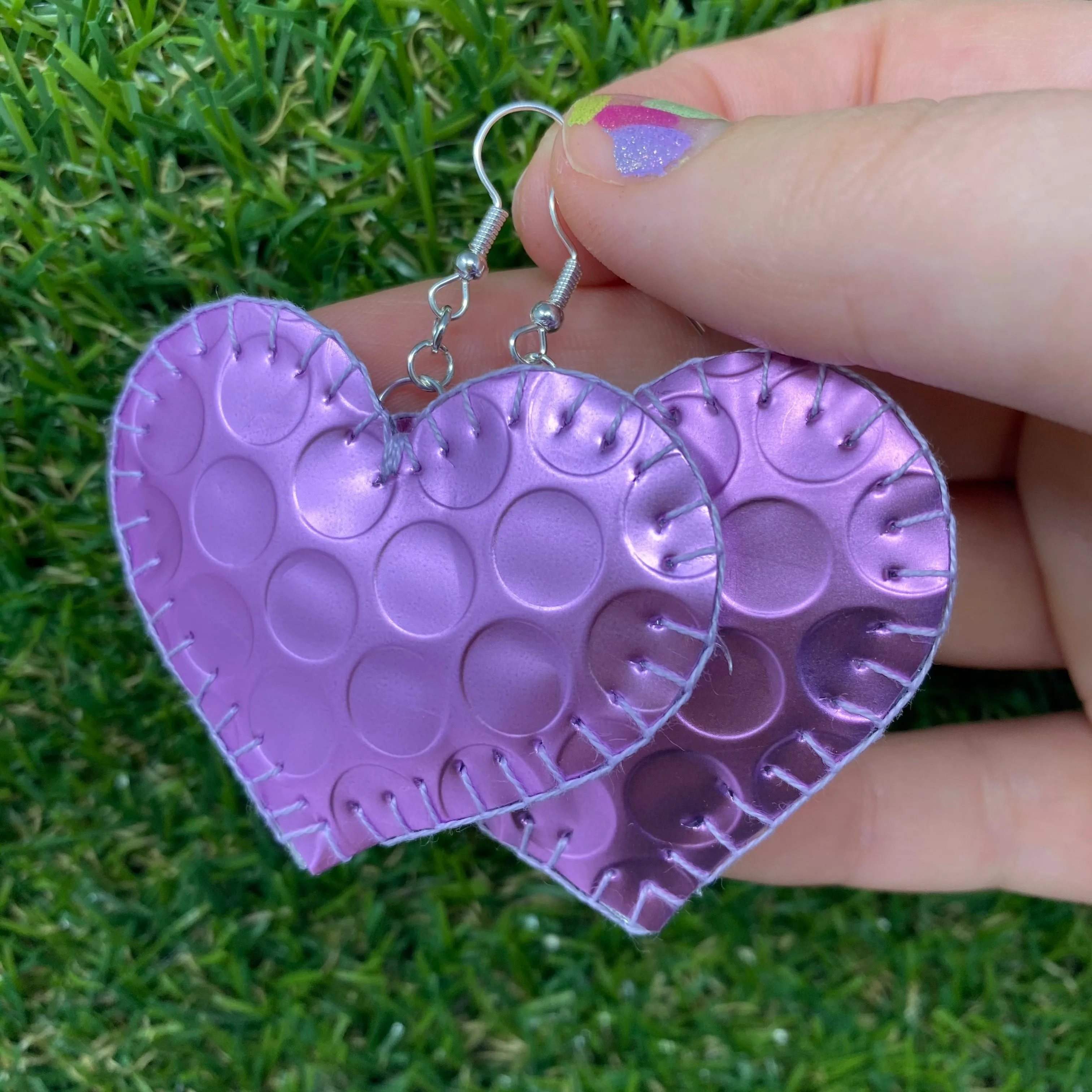 Holographic heart earrings