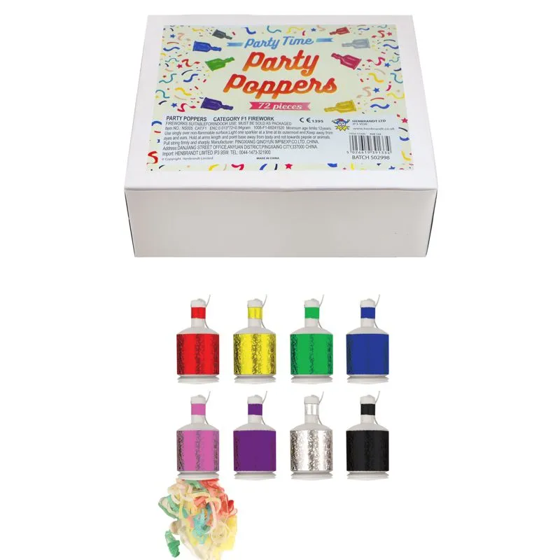 Holographic Party Poppers 72 Pack