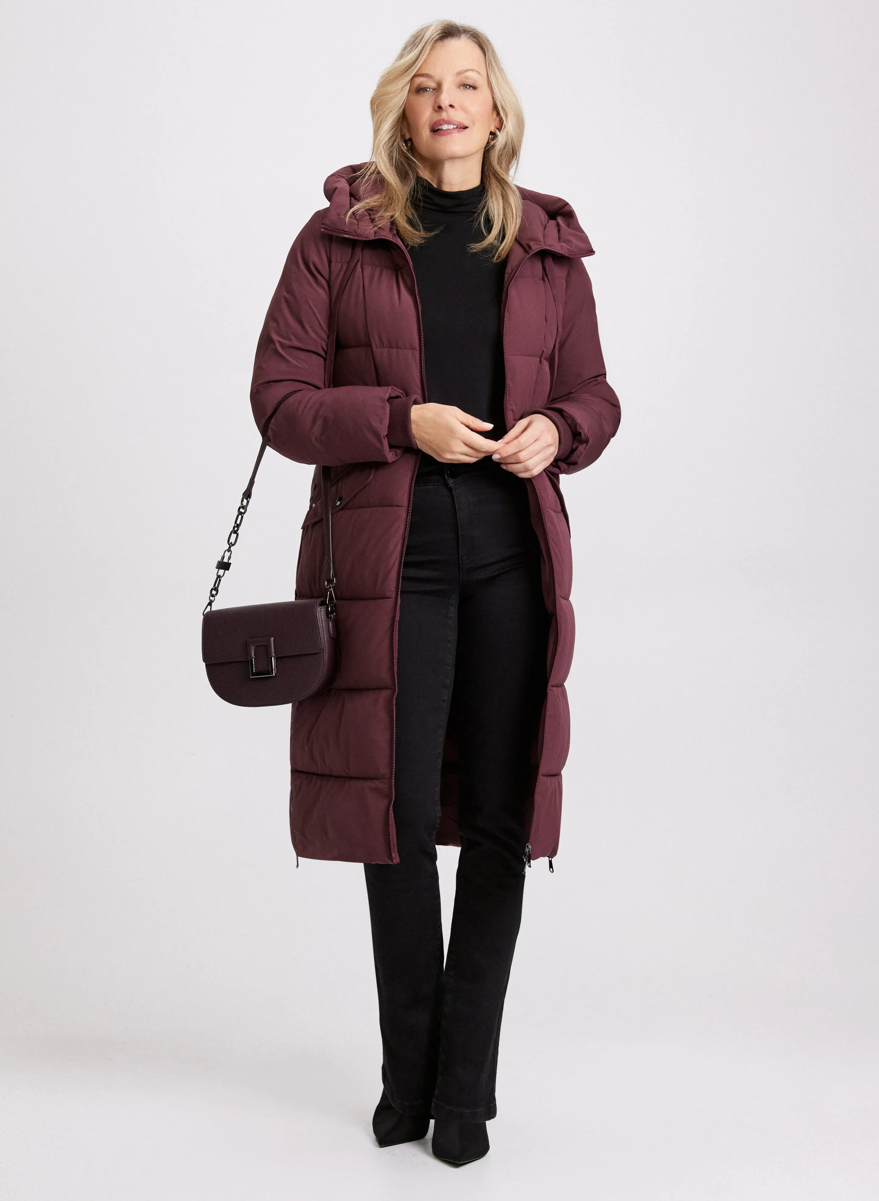 Hooded Mixed Puffer Coat