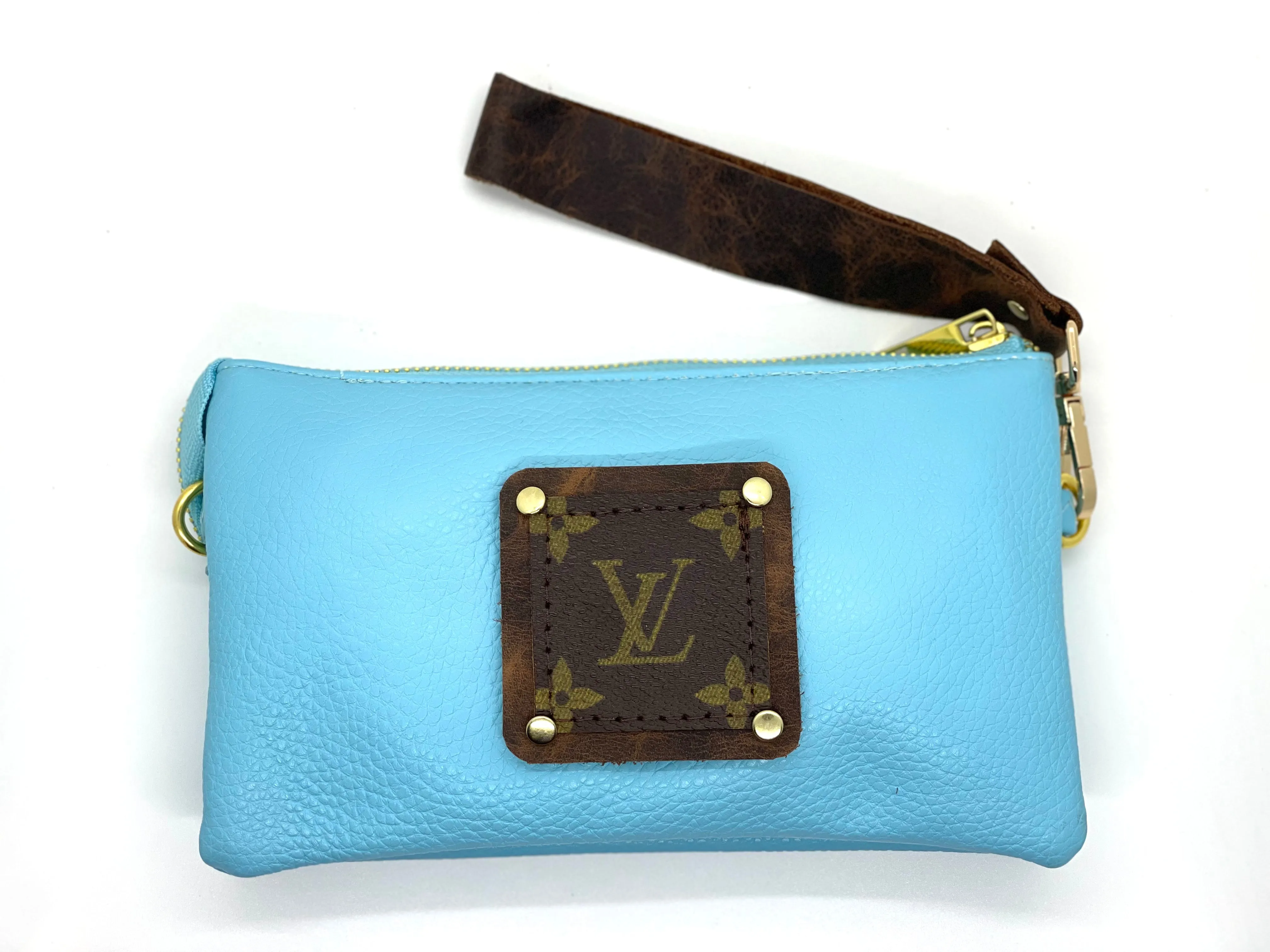 Jill in baby blue (brown patch) with leather strap