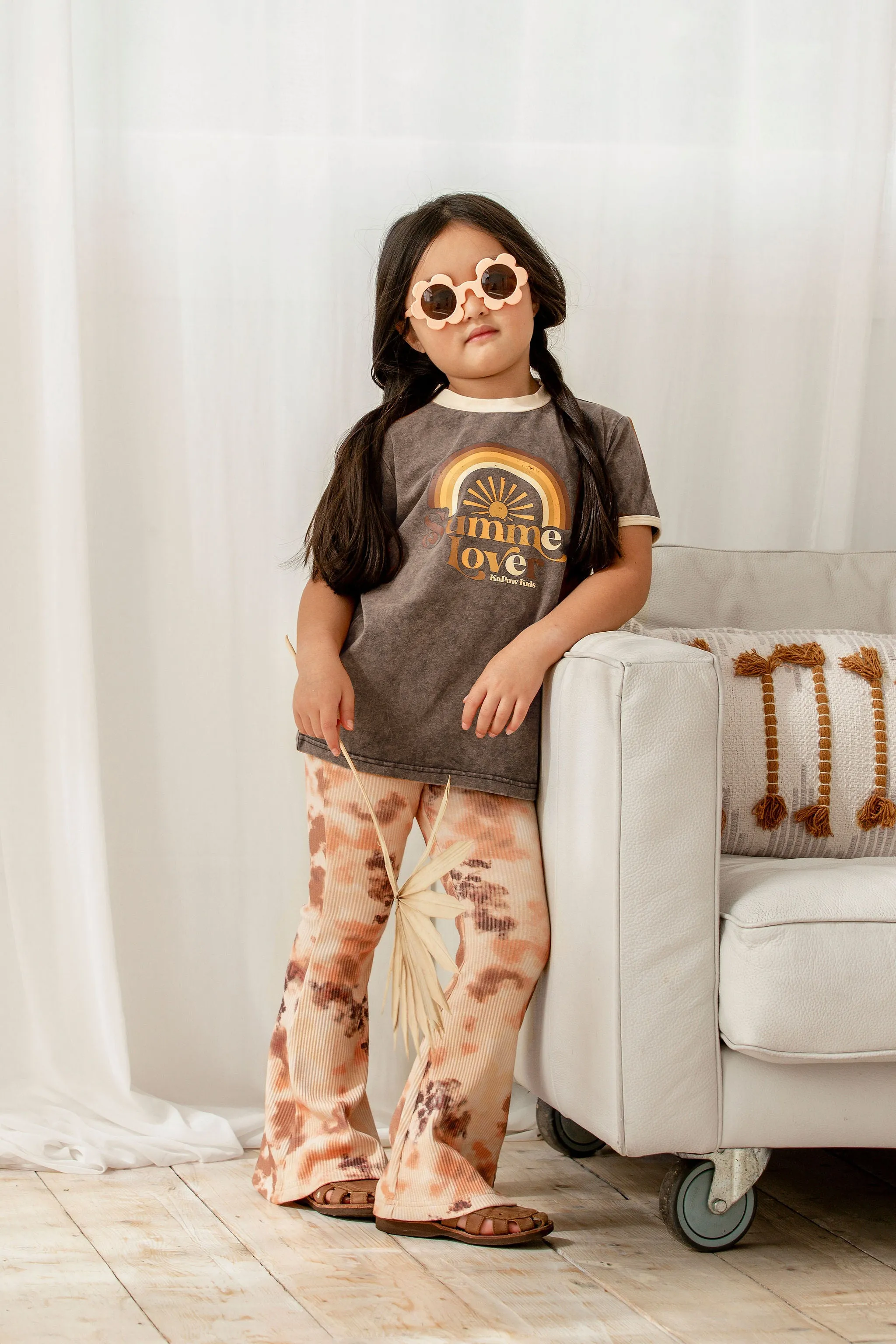 Kapow Kids Tie Dye Rib Bell Pants