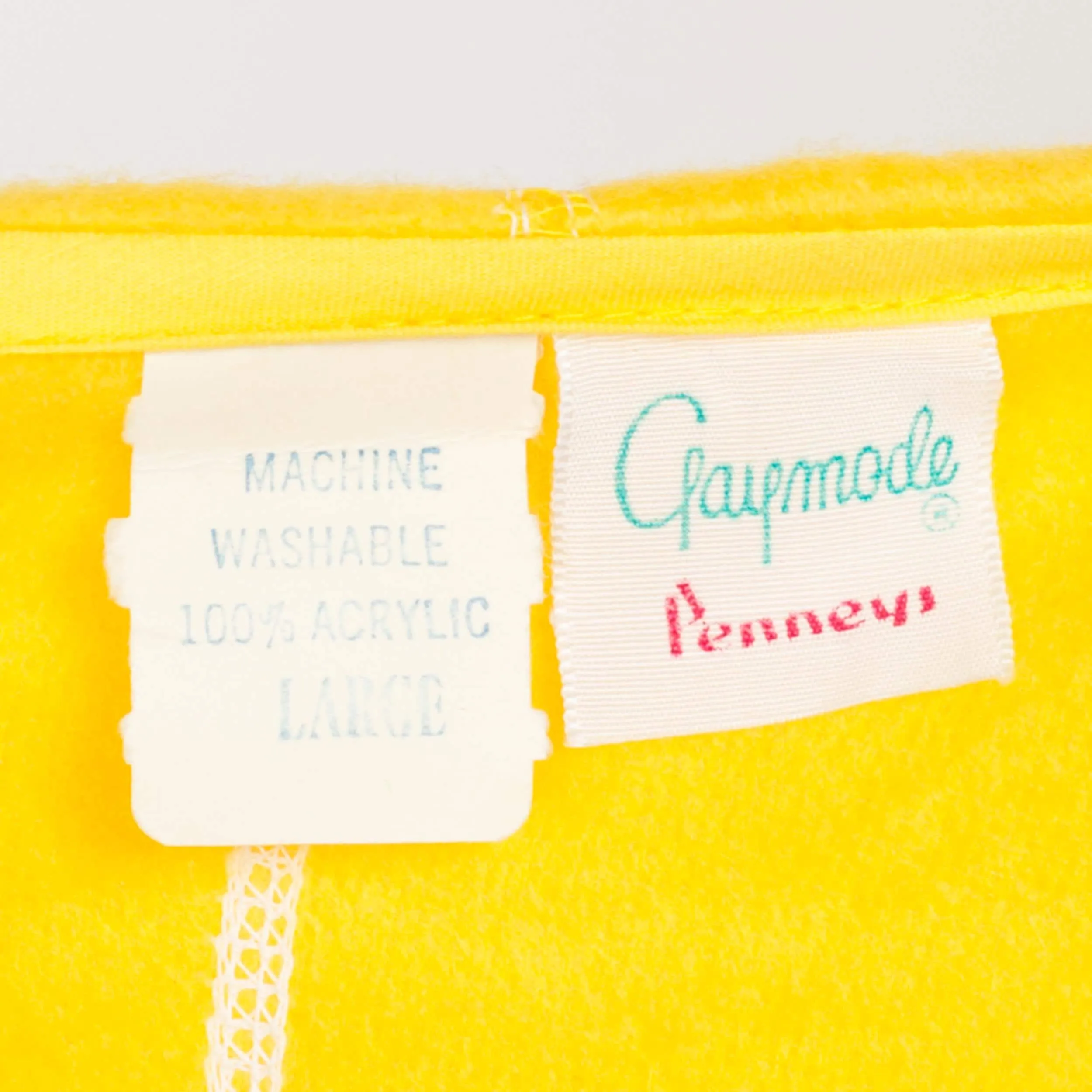 Large 70s Yellow Fleece Pajama Jumpsuit
