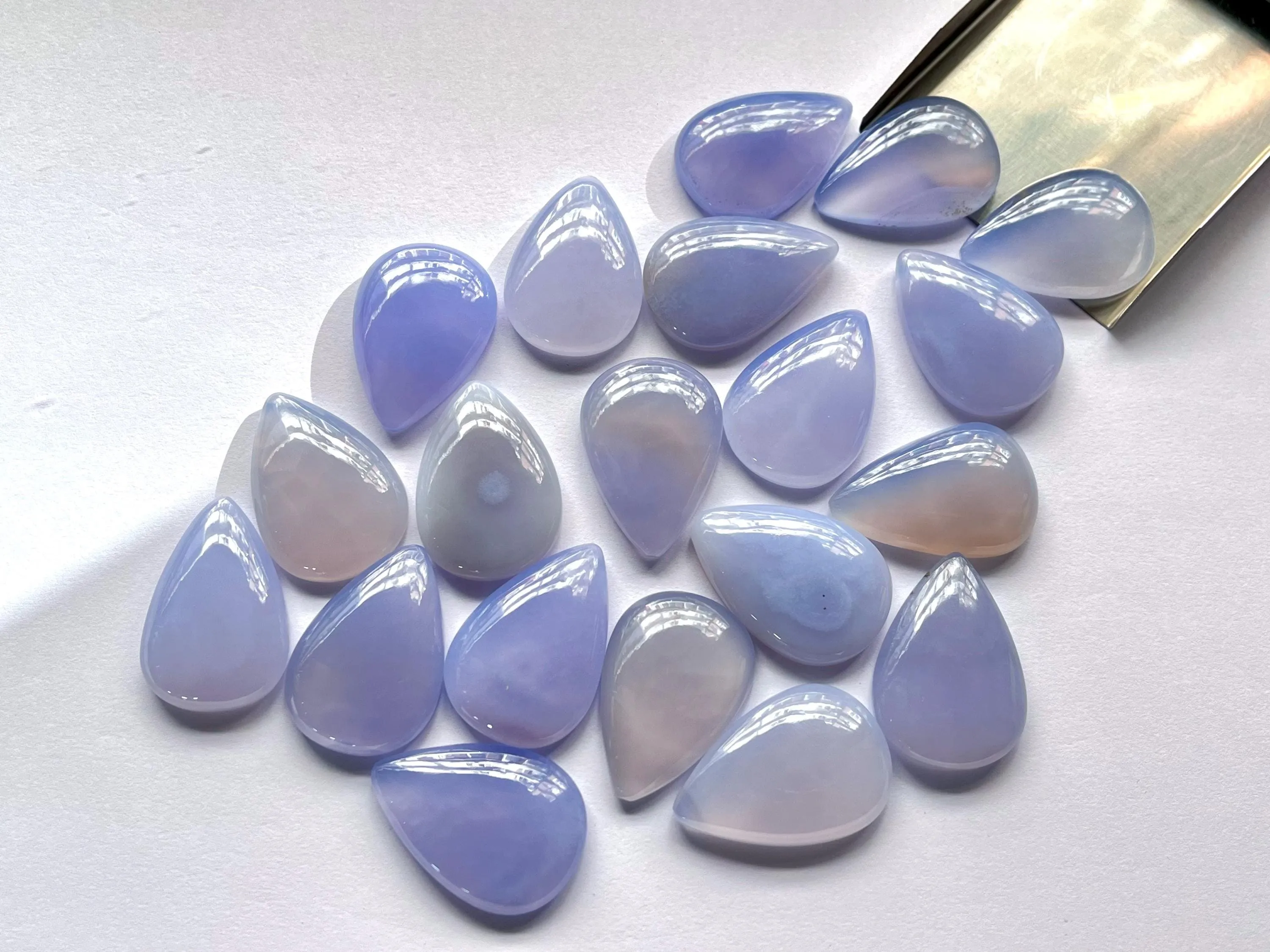 Natural Blue Chalcedony Pear Shape Cabochon