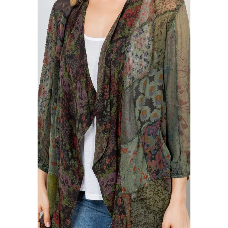 Patchwork Kimono Sheer Jacket ~ Green