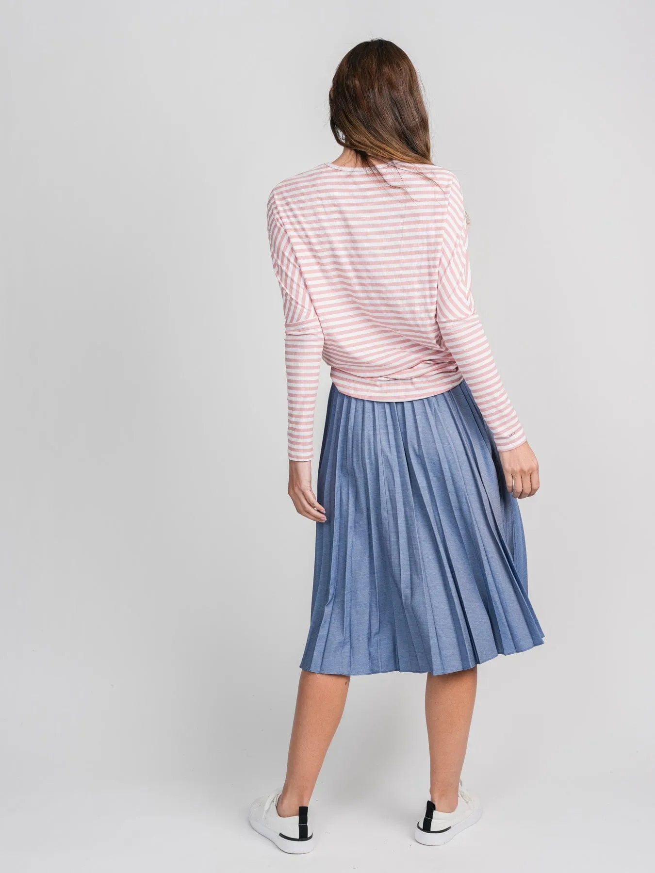 PLEATED SKIRT 24"-LIGHT DENIM