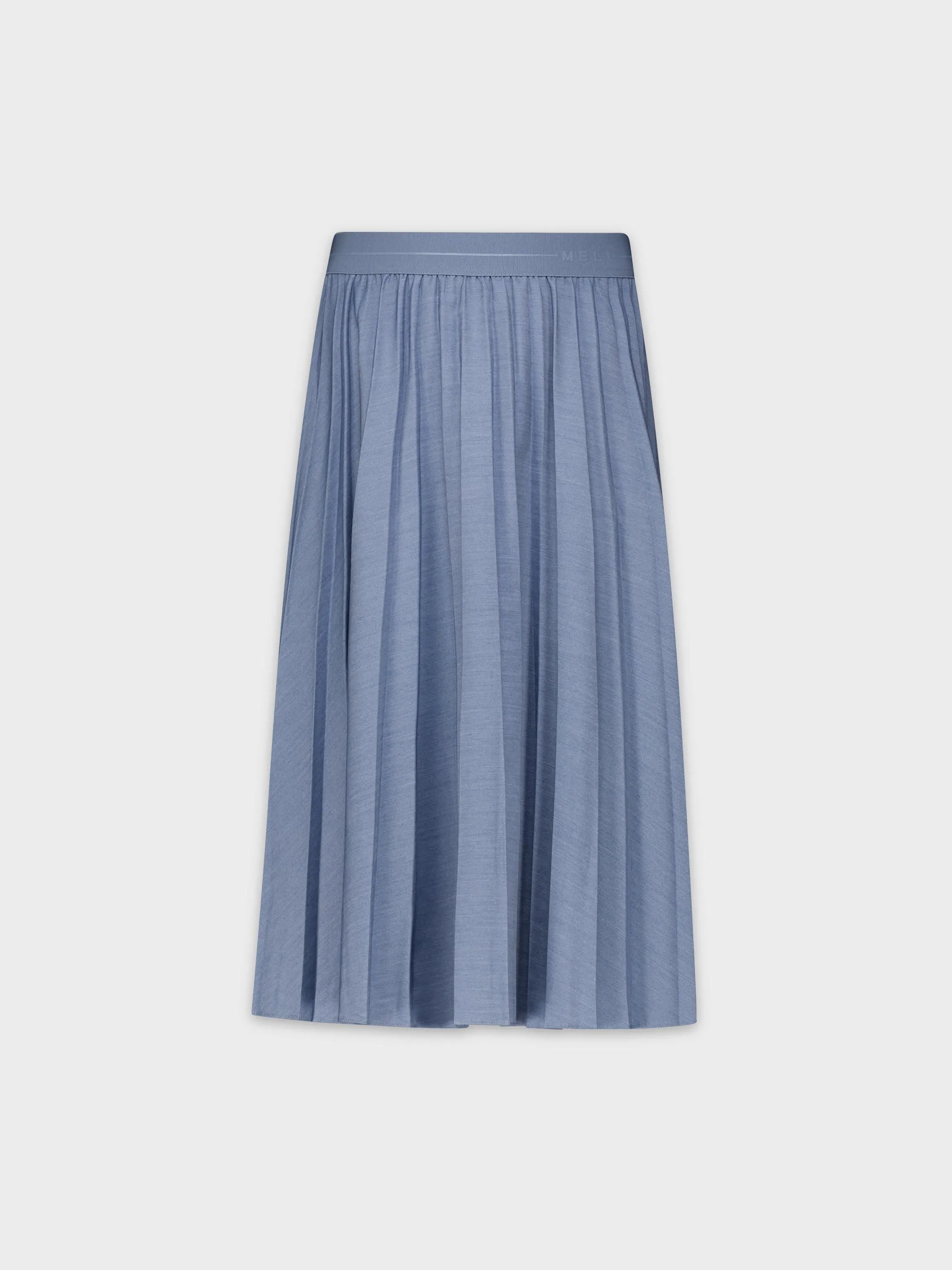 PLEATED SKIRT 24"-LIGHT DENIM