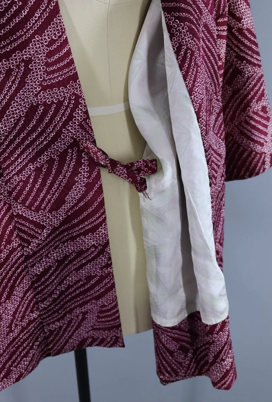 Silk Kimono Wrap Cardigan Coat - Purple Shibori
