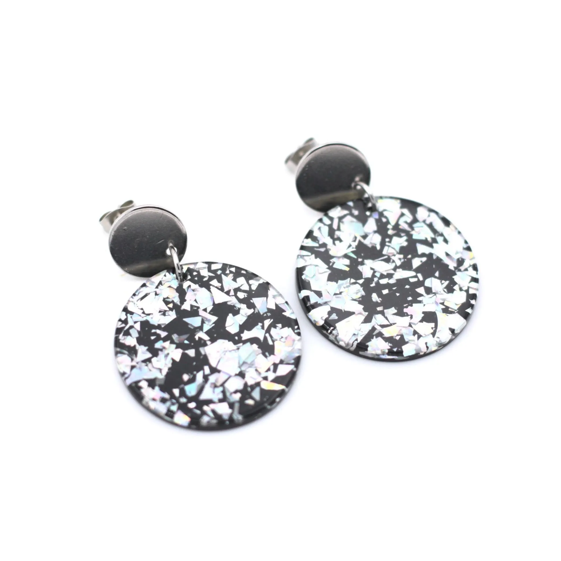 Silver Holographic Dangle Earrings
