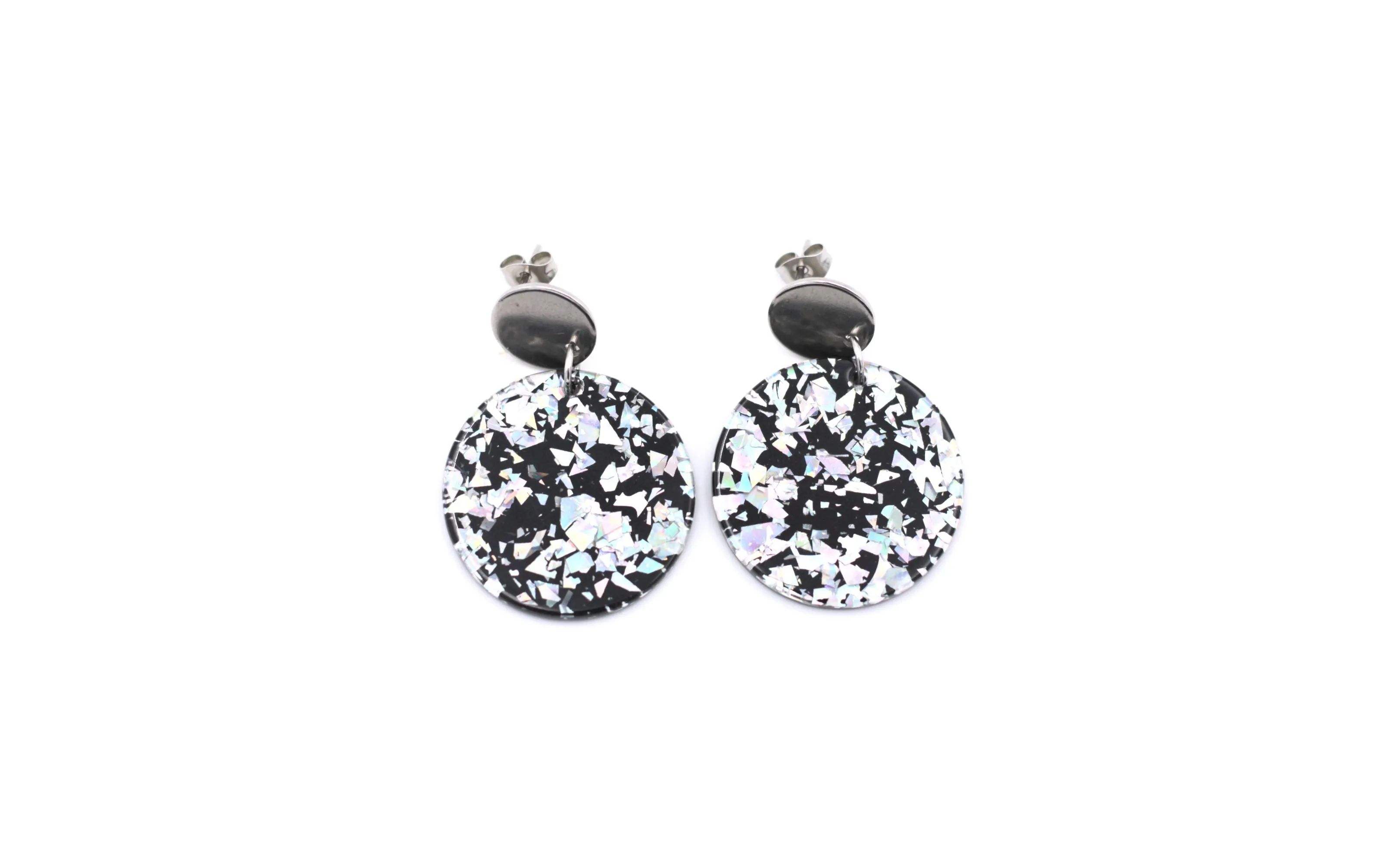 Silver Holographic Dangle Earrings