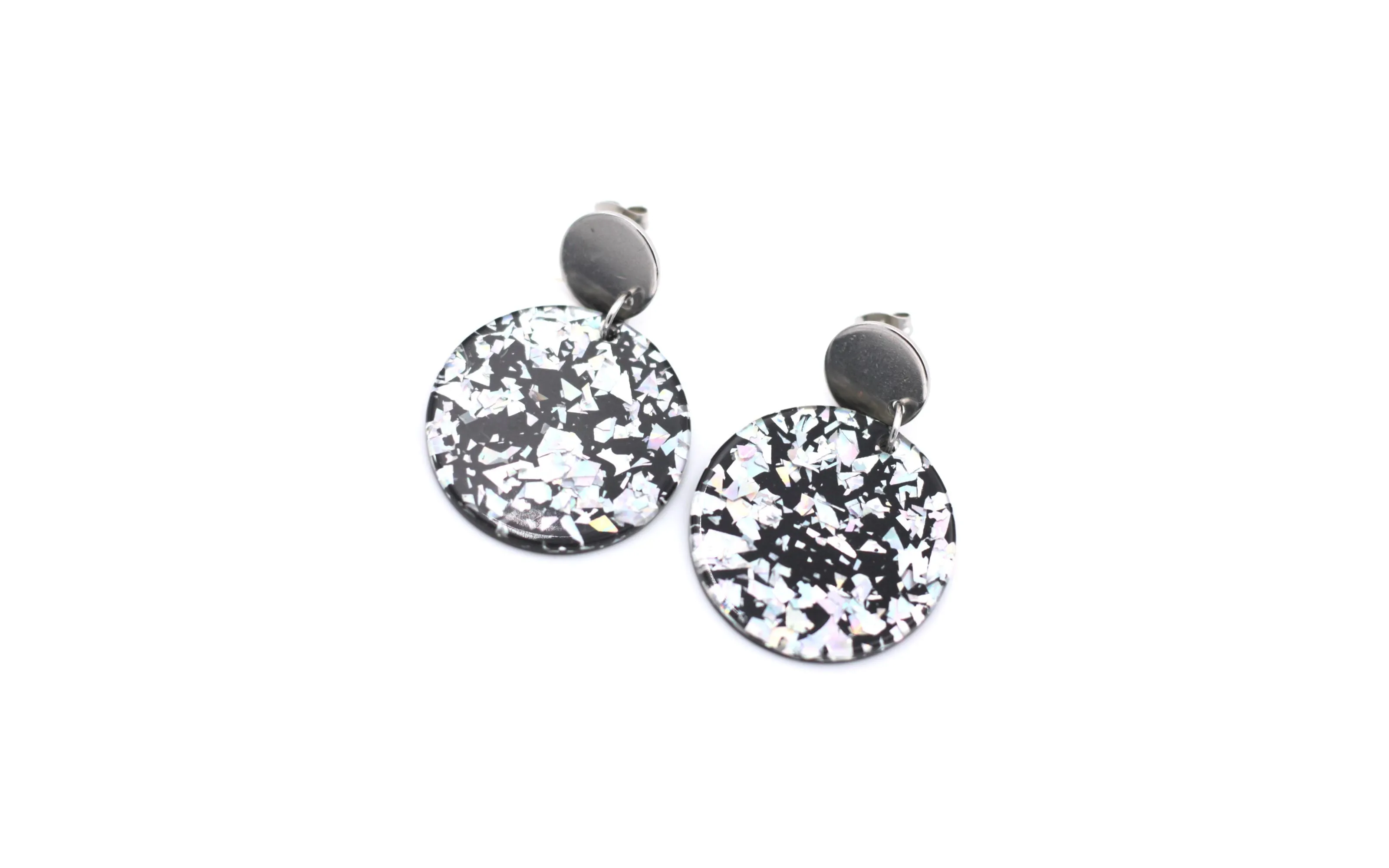 Silver Holographic Dangle Earrings