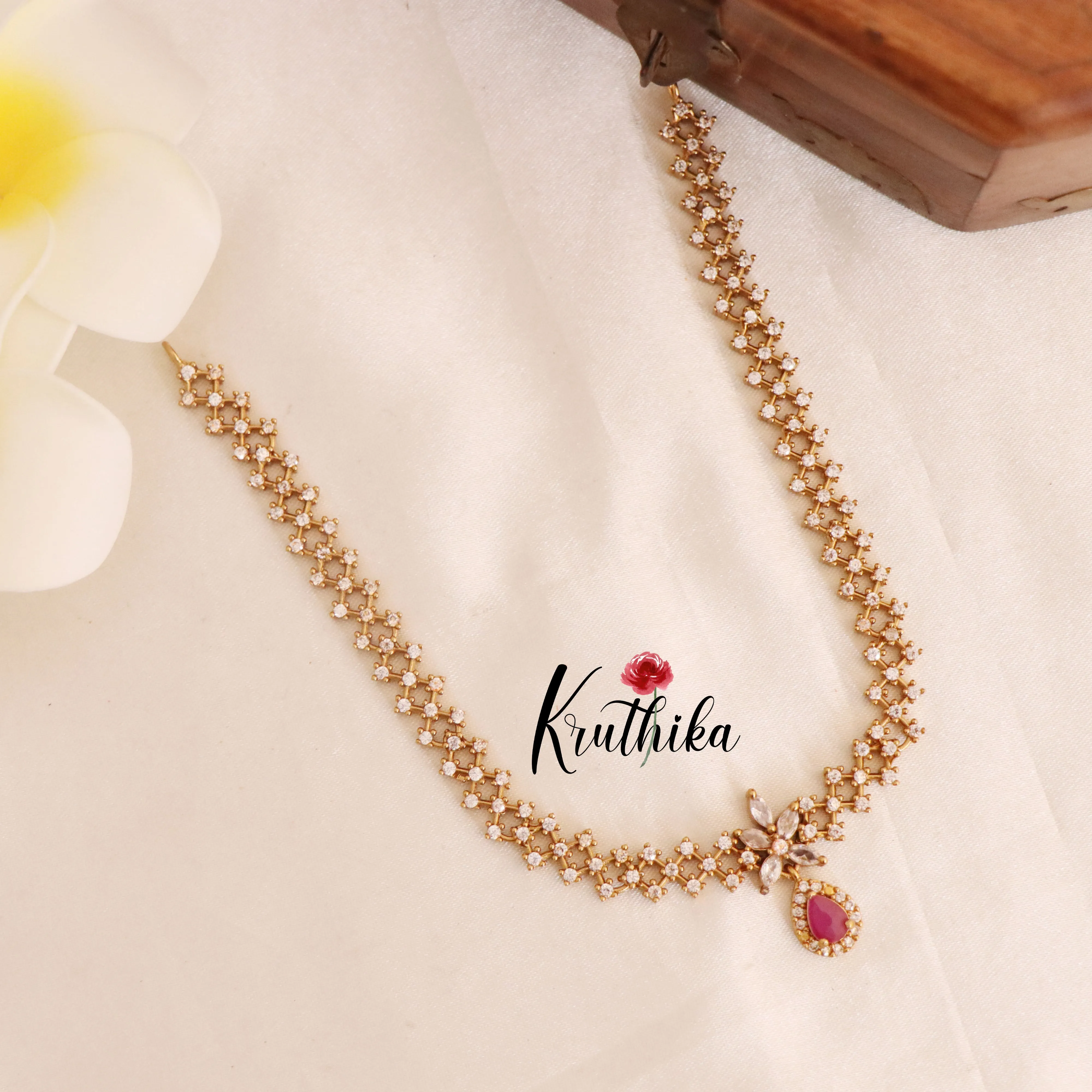 Simple & Pretty AD Necklace with earrings NC1786 (two color options)