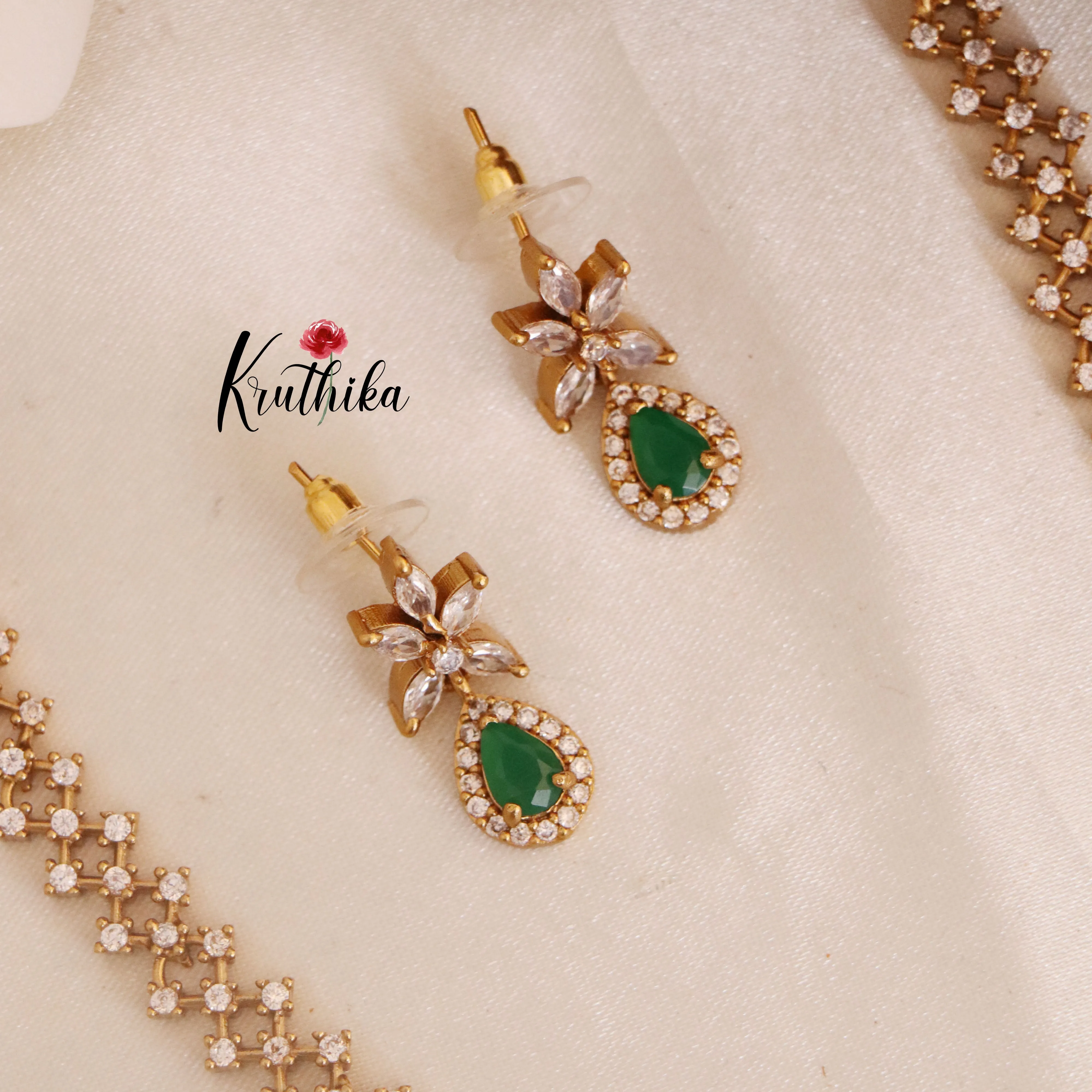 Simple & Pretty AD Necklace with earrings NC1786 (two color options)