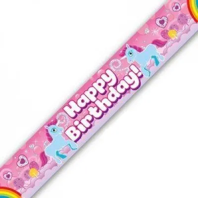 Unicorn Rainbow Holographic Birthday Banner