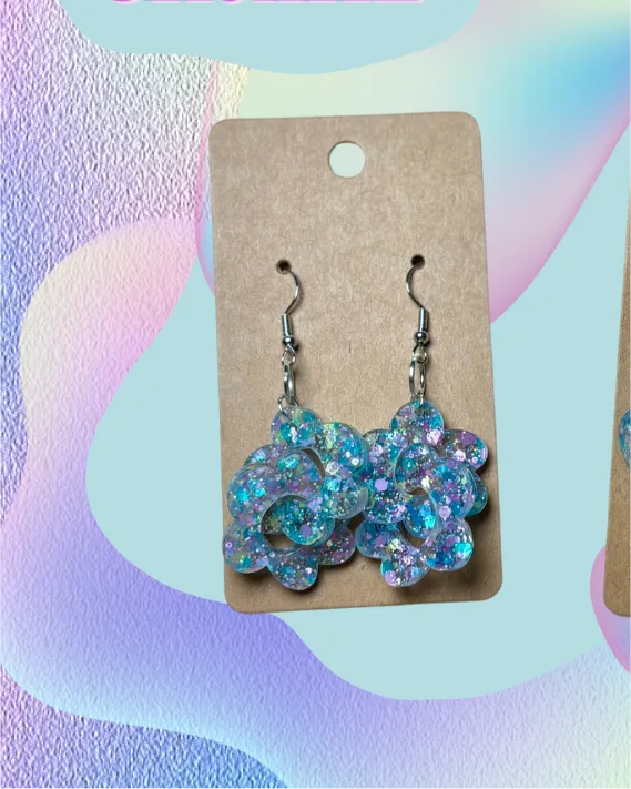 “Whimsy Daisy Confetti” Speciality Acrylic - Linked Chain Earrings