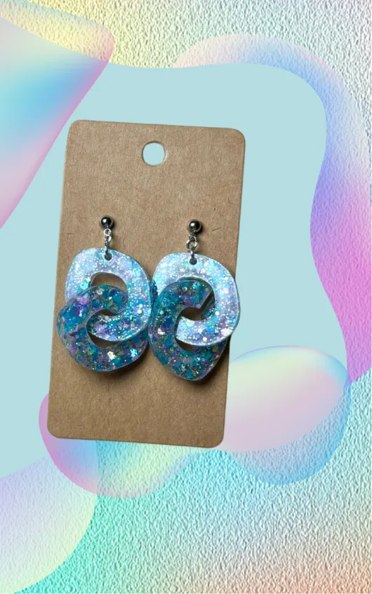 “Whimsy Daisy Confetti” Speciality Acrylic - Linked Chain Earrings