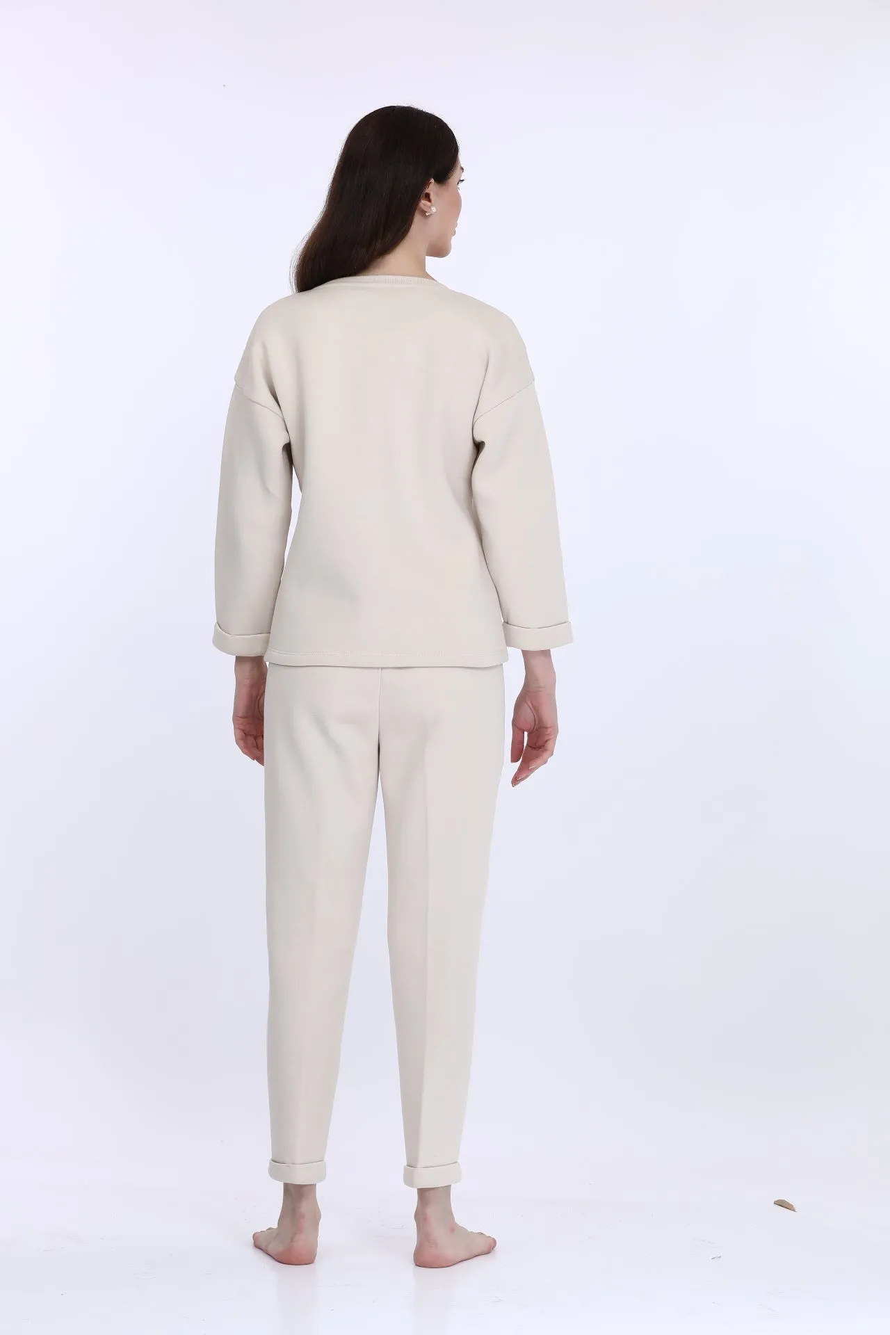 White Fleece Full Sleeve LS Track Suit