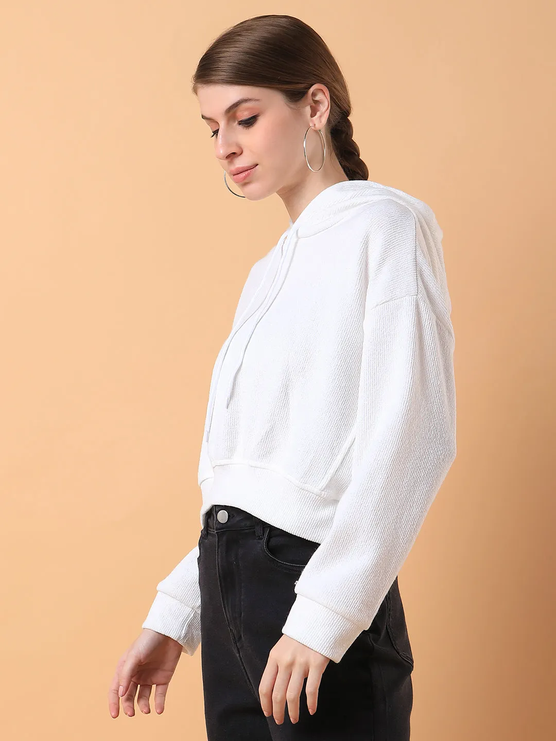 Women Solid White Pullover
