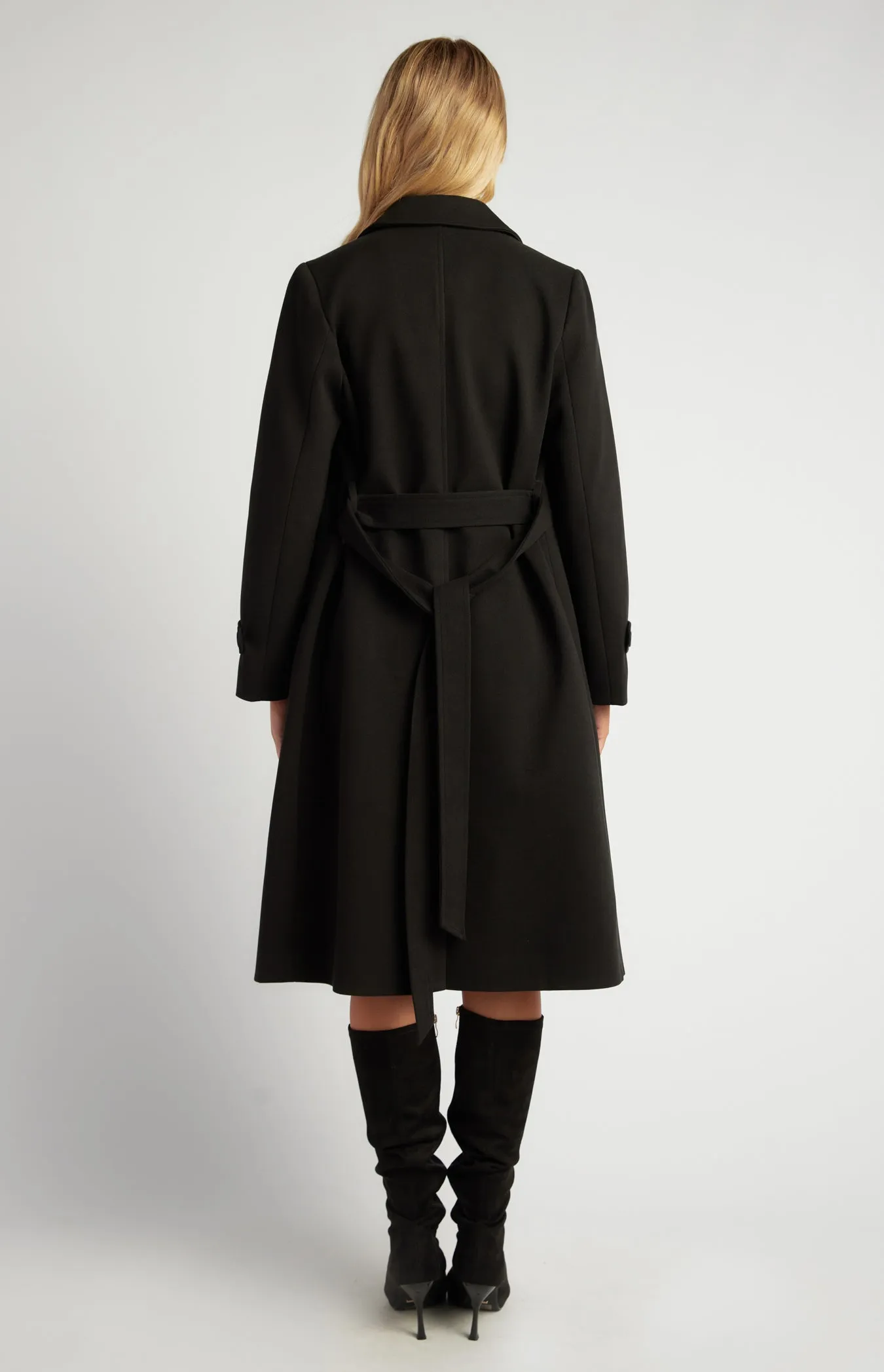 Wynn Double Breasted Longline Coat - Black